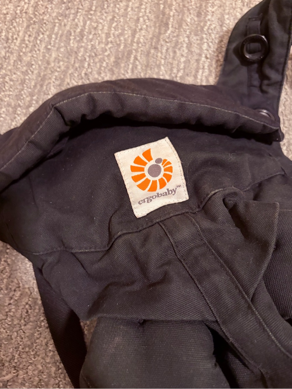 Ergobaby Black Kids Jacket with Orange Logo Patch